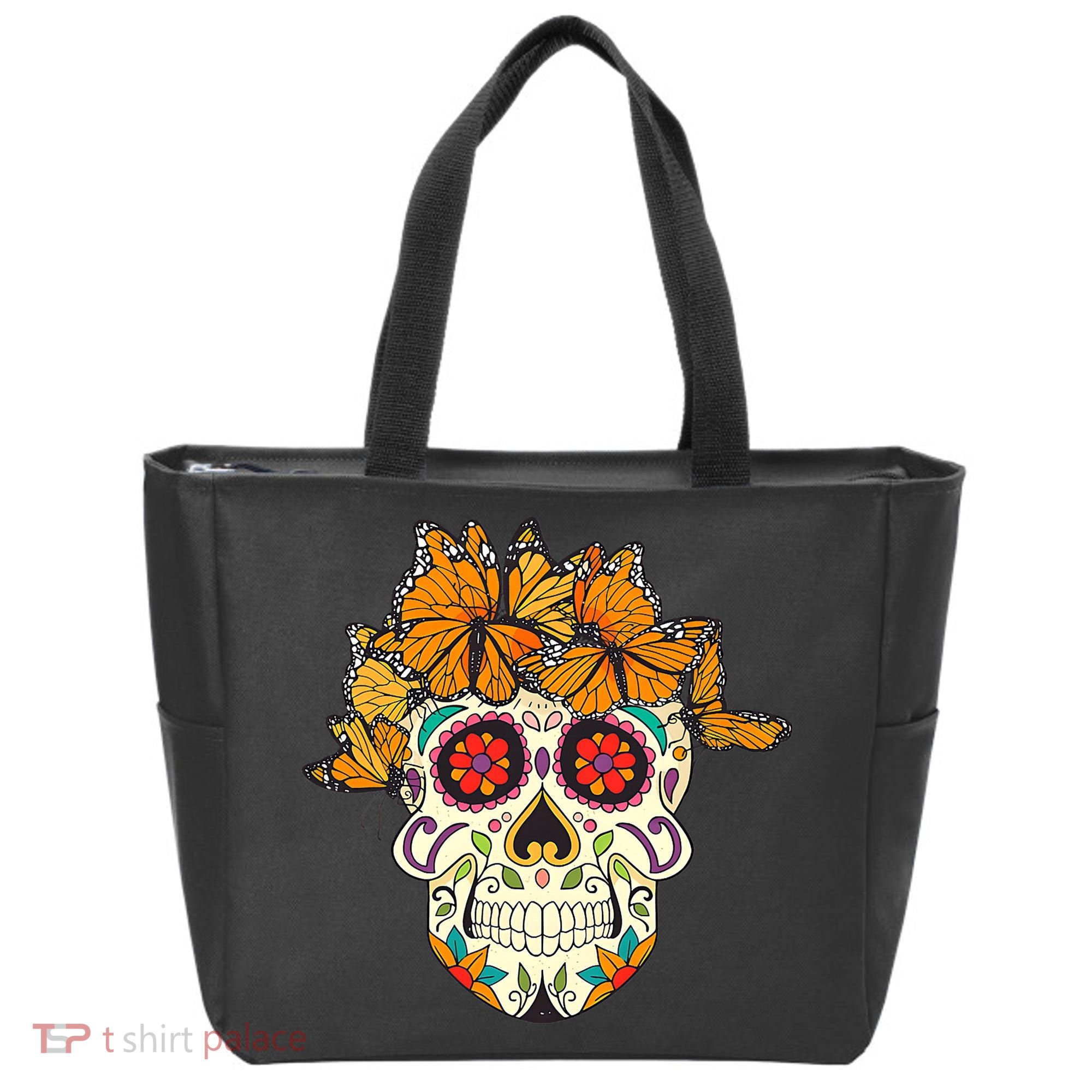 Skull Lover Dia De Los Muertos Monarch Butterfly Sugar Tote Bag