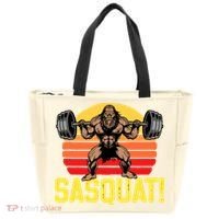 Sasquat! Leg Day Weightlifting Bigfoot Squat Funny Gym Tote Bag thumb 0