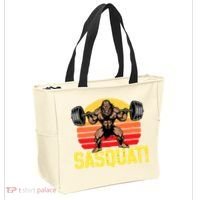 Sasquat! Leg Day Weightlifting Bigfoot Squat Funny Gym Tote Bag thumb 2