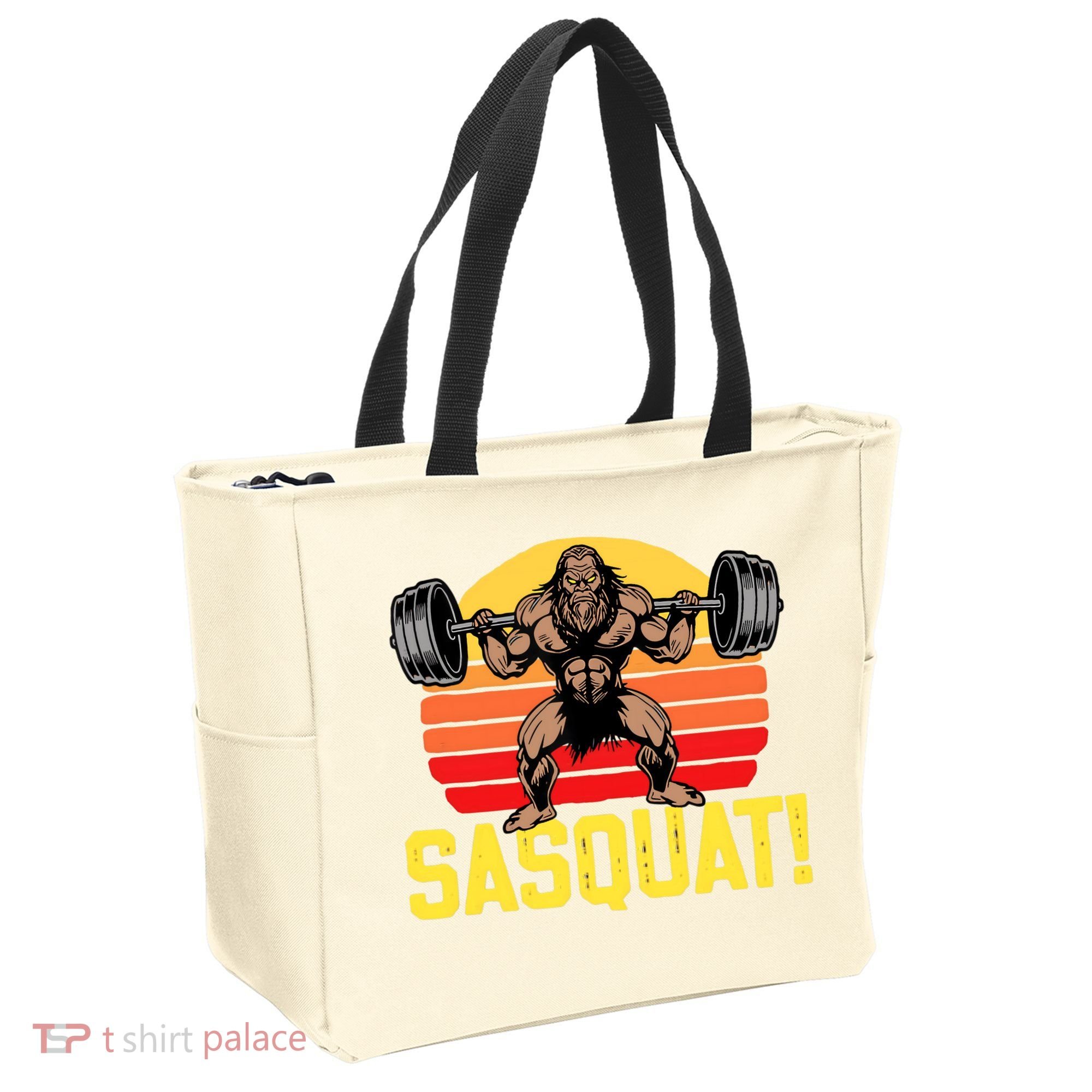 Sasquat! Leg Day Weightlifting Bigfoot Squat Funny Gym Tote Bag