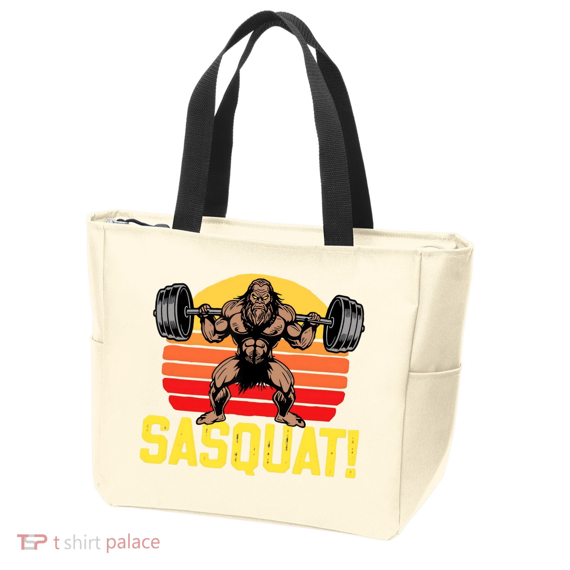 Sasquat! Leg Day Weightlifting Bigfoot Squat Funny Gym Tote Bag