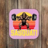 Sasquat! Leg Day Weightlifting Bigfoot Squat Funny Gym Coaster thumb 0
