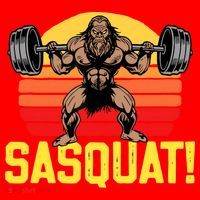 Sasquat! Leg Day Weightlifting Bigfoot Squat Funny Gym Santa Hat thumb 1
