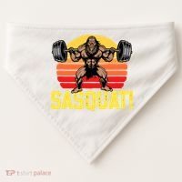 Sasquat! Leg Day Weightlifting Bigfoot Squat Funny Gym USA-Made Doggie Bandana thumb 0