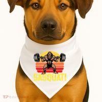 Sasquat! Leg Day Weightlifting Bigfoot Squat Funny Gym USA-Made Doggie Bandana thumb 1