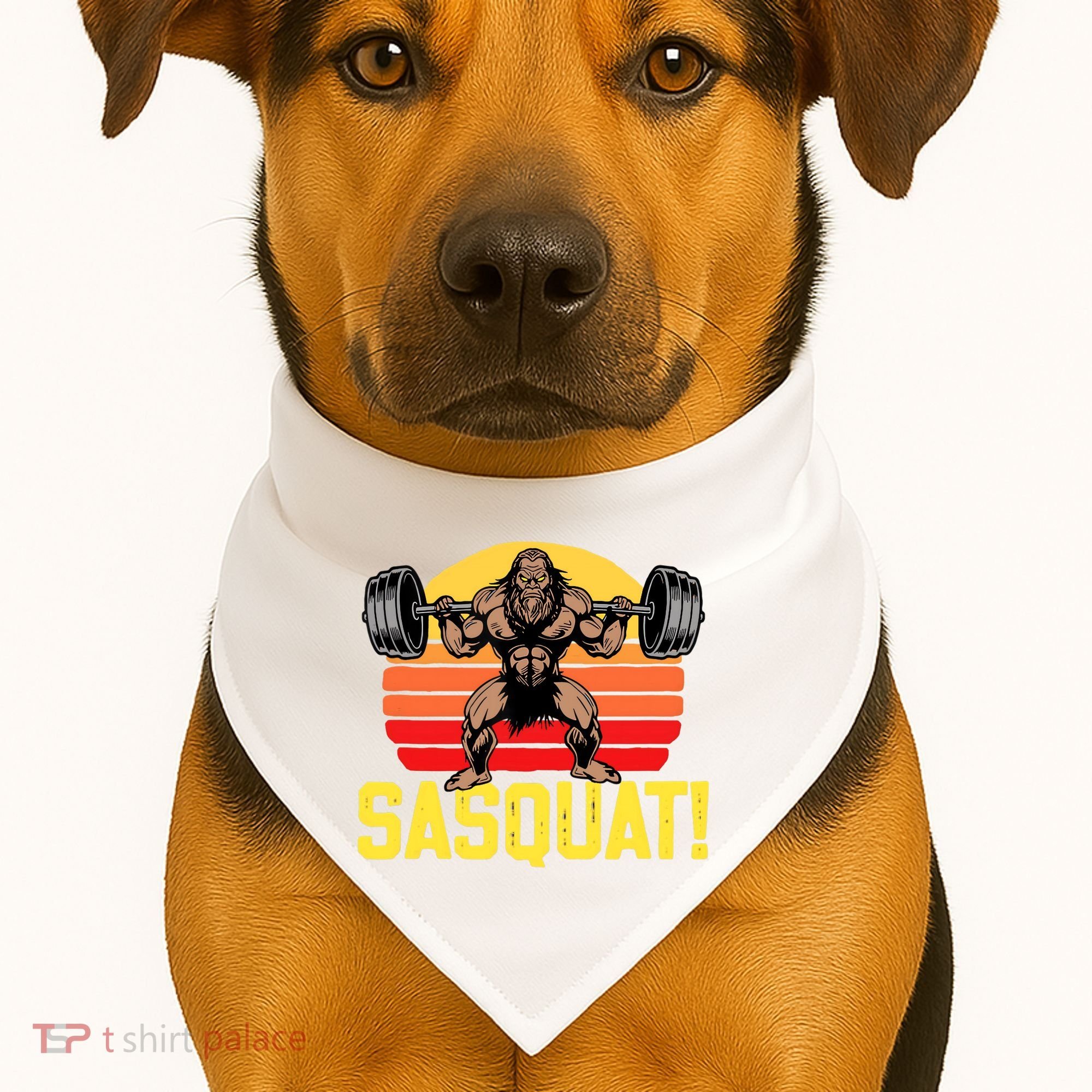 Sasquat! Leg Day Weightlifting Bigfoot Squat Funny Gym USA-Made Doggie Bandana