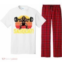 Sasquat! Leg Day Weightlifting Bigfoot Squat Funny Gym Pajama Set thumb 0