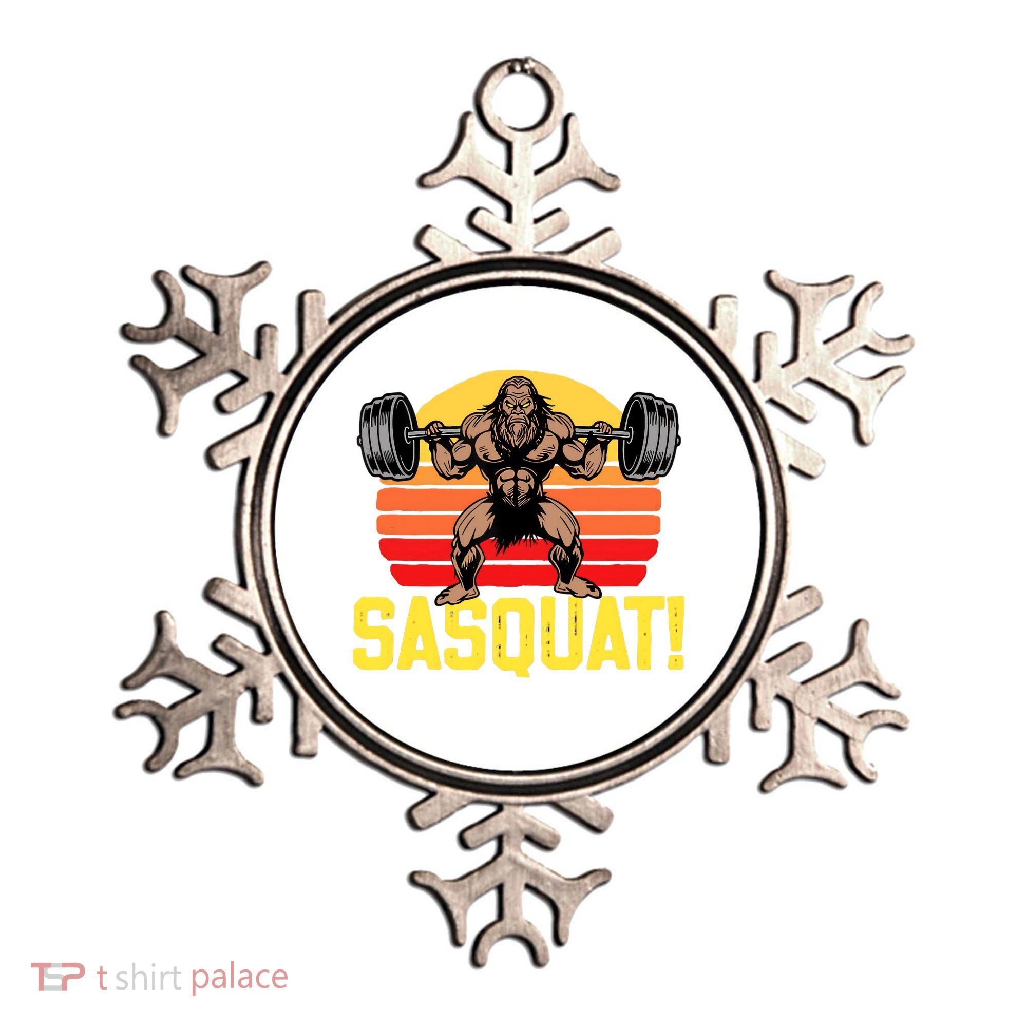 Sasquat! Leg Day Weightlifting Bigfoot Squat Funny Gym Ornament