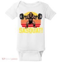 Sasquat! Leg Day Weightlifting Bigfoot Squat Funny Gym Baby Bodysuit thumb 0