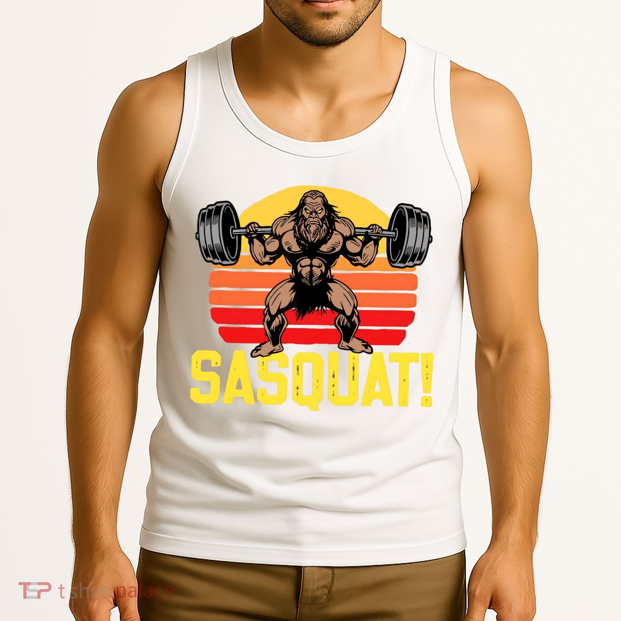 Sasquat! Leg Day Weightlifting Bigfoot Squat Funny Gym Tank Top