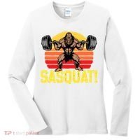 Sasquat! Leg Day Weightlifting Bigfoot Squat Funny Gym Women's Long Sleeve Shirt thumb 0