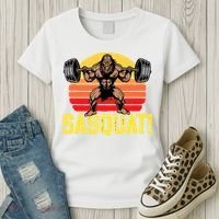 Sasquat! Leg Day Weightlifting Bigfoot Squat Funny Gym Women's T-Shirt thumb 3