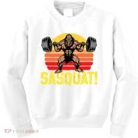 Sasquat! Leg Day Weightlifting Bigfoot Squat Funny Gym Kids Sweatshirt thumb 0