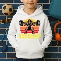 Sasquat! Leg Day Weightlifting Bigfoot Squat Funny Gym Kids Hoodie thumb 2