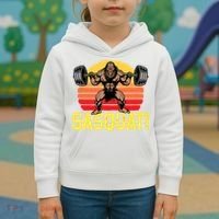 Sasquat! Leg Day Weightlifting Bigfoot Squat Funny Gym Kids Hoodie thumb 3