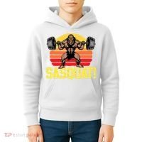 Sasquat! Leg Day Weightlifting Bigfoot Squat Funny Gym Kids Hoodie thumb 4