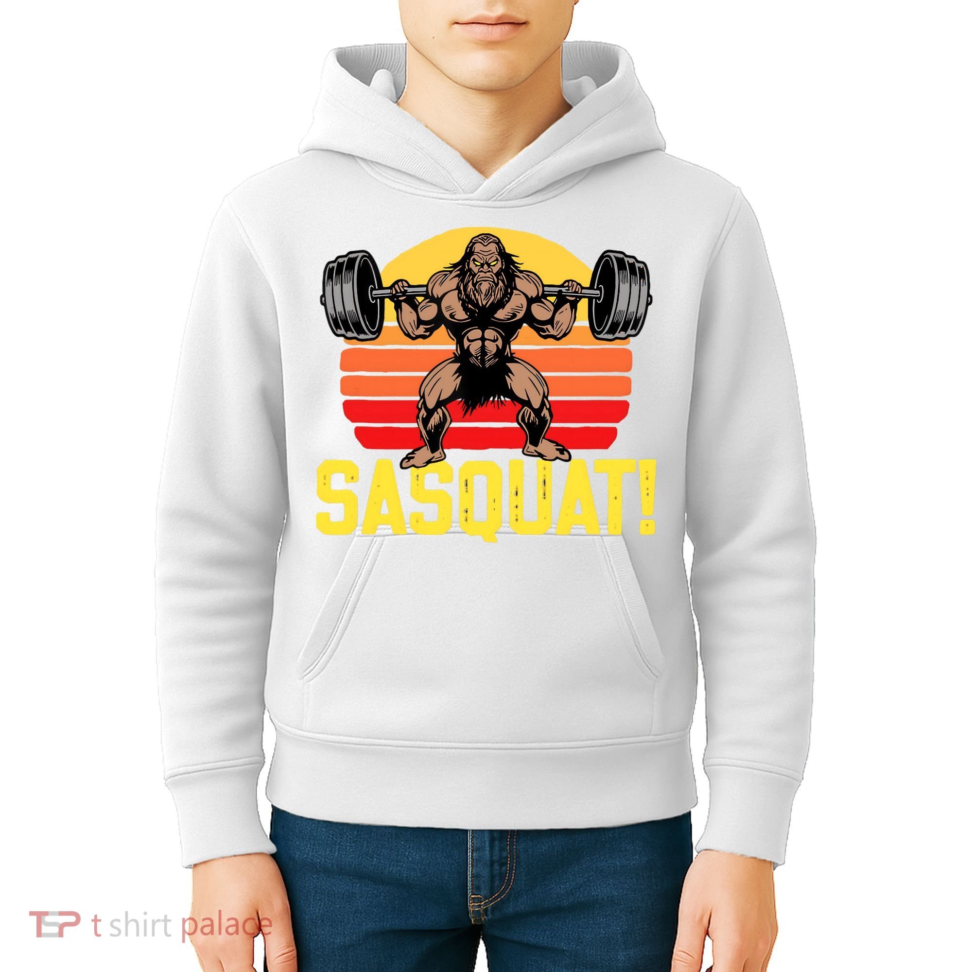 Sasquat! Leg Day Weightlifting Bigfoot Squat Funny Gym Kids Hoodie