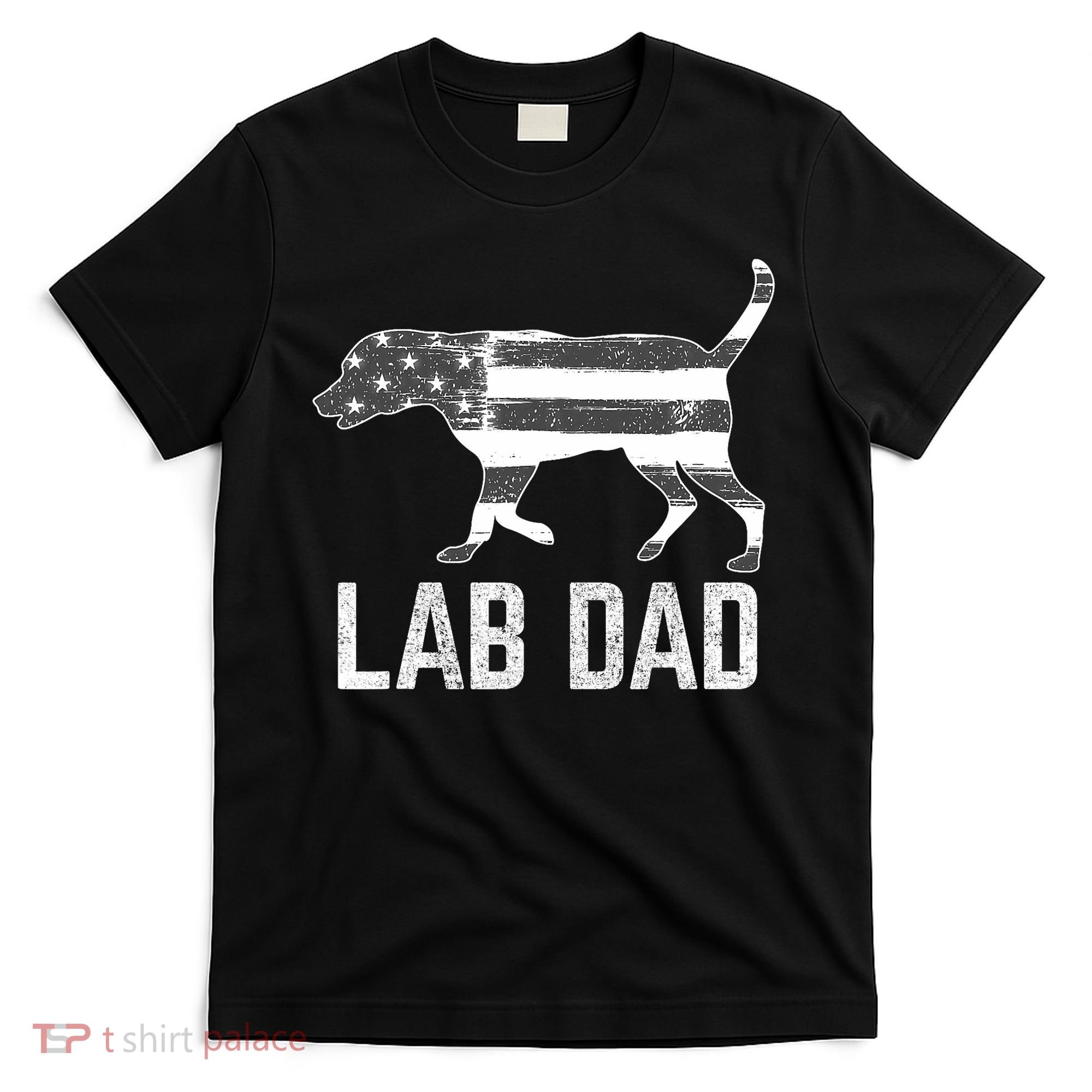 Silver Lab Dad Vintage Patriotic Labrador With American Flag T-Shirt