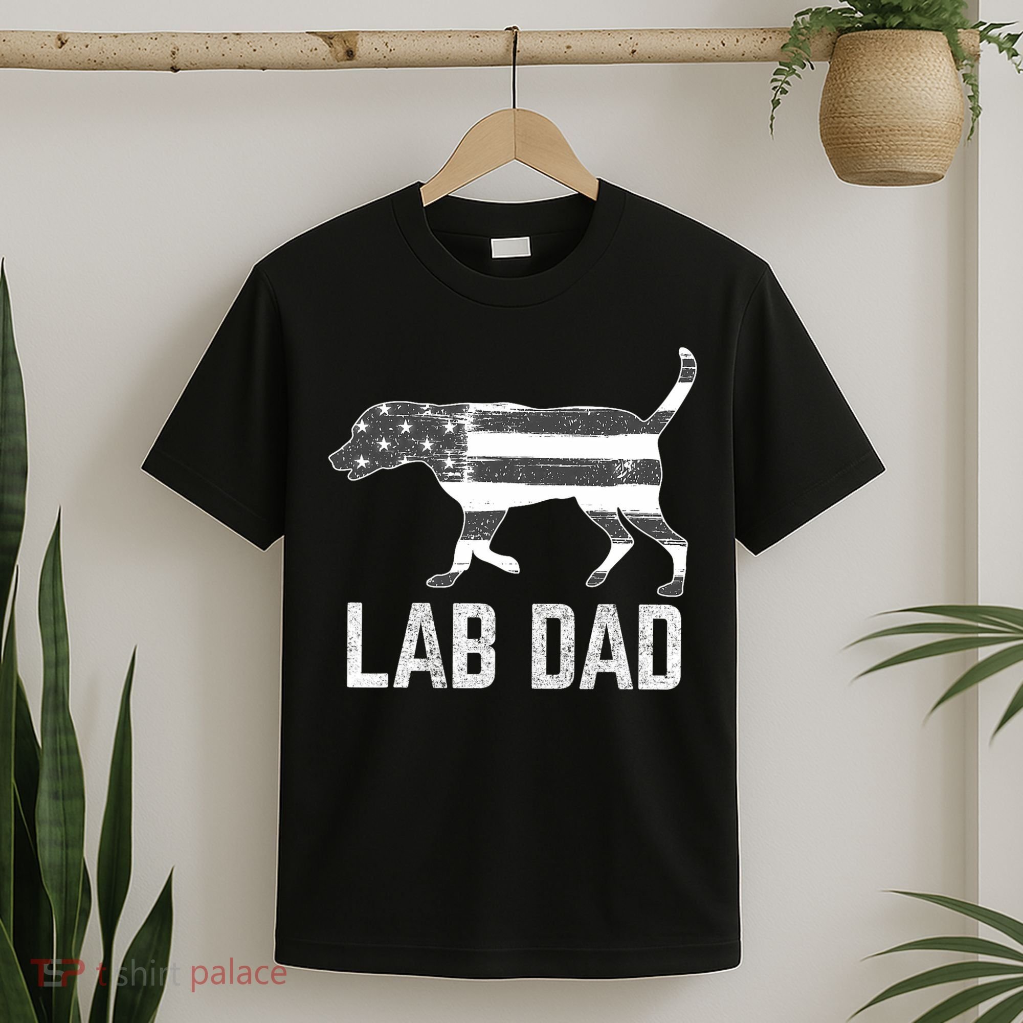 Silver Lab Dad Vintage Patriotic Labrador With American Flag T-Shirt