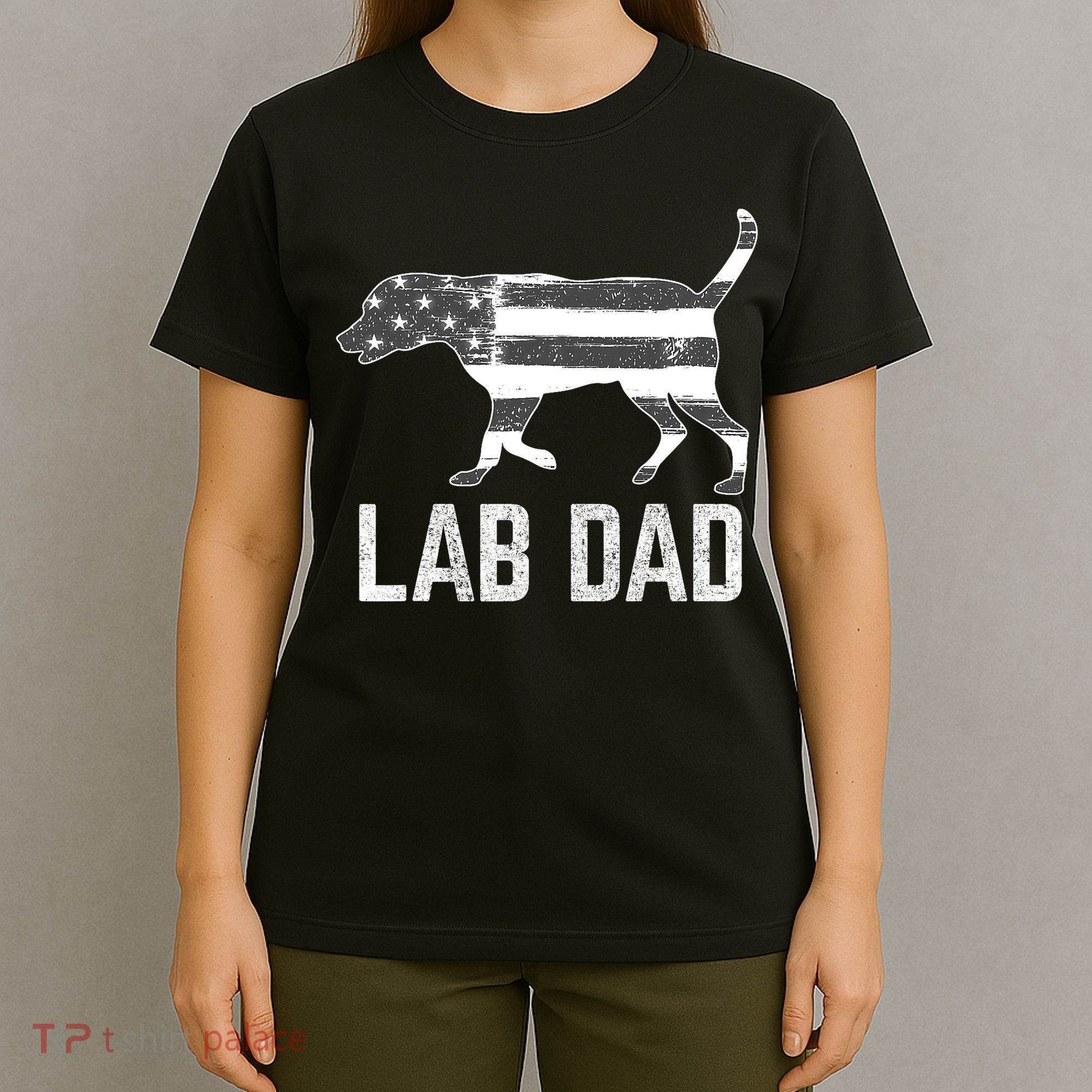 Silver Lab Dad Vintage Patriotic Labrador With American Flag T-Shirt