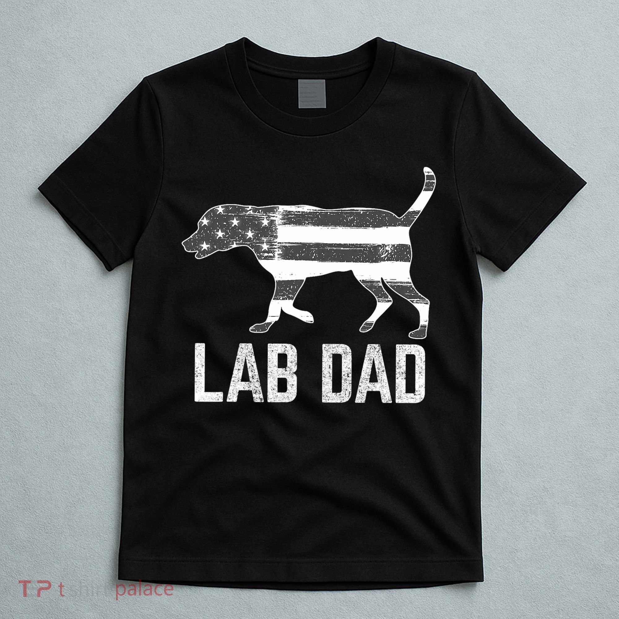 Silver Lab Dad Vintage Patriotic Labrador With American Flag T-Shirt