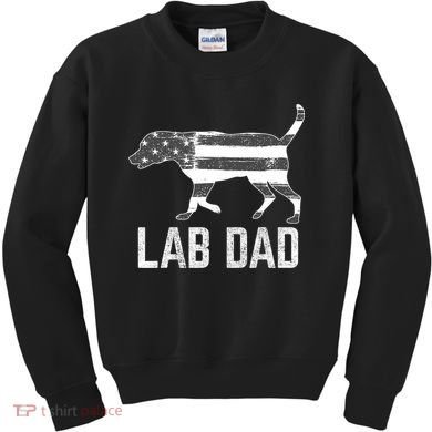 Silver Lab Dad Vintage Patriotic Labrador With American Flag Kids Sweatshirt