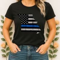Support Law Enforcement Police Missouri Officer Blue Women's T-Shirt thumb 2