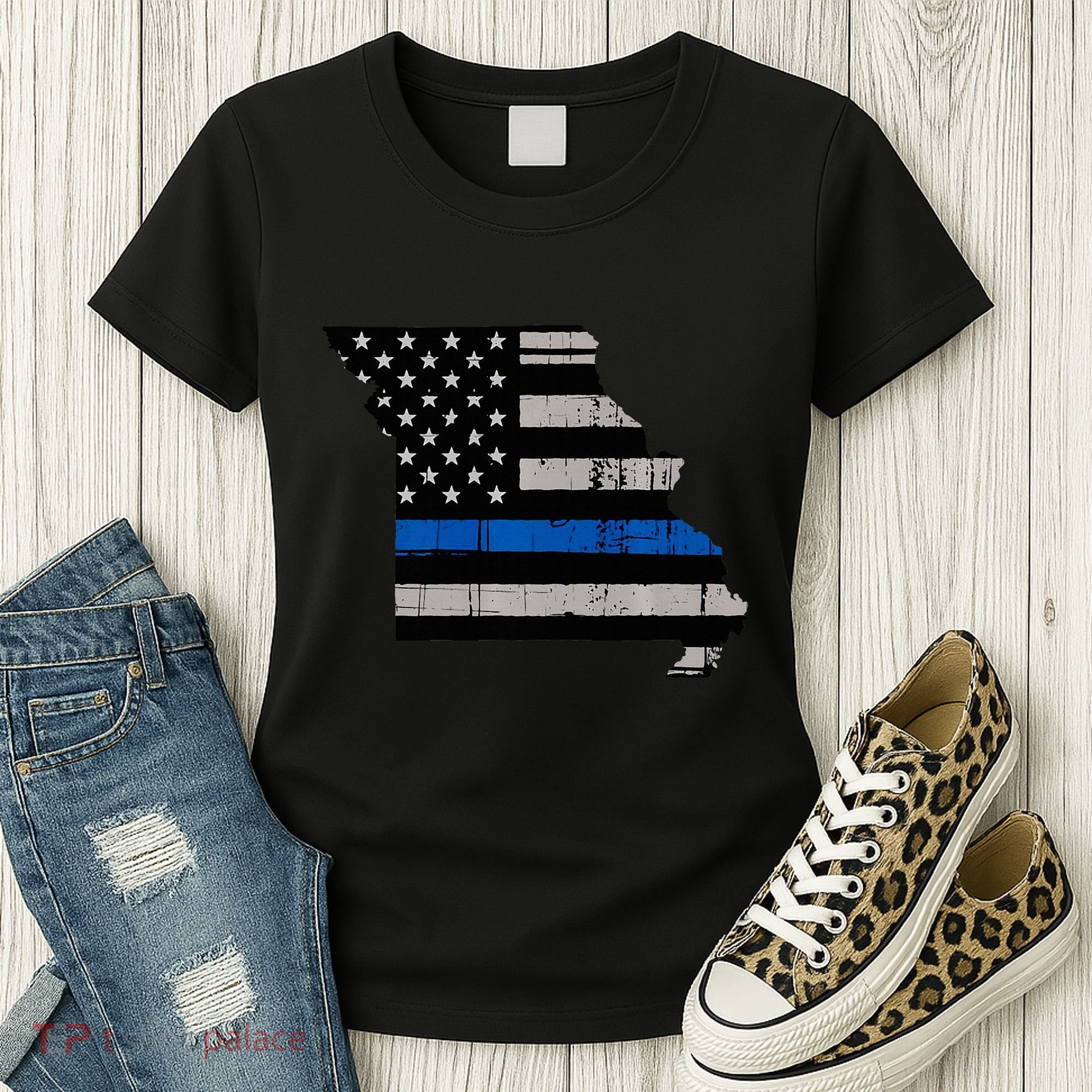 Support Law Enforcement Police Missouri Officer Blue Women's T-Shirt
