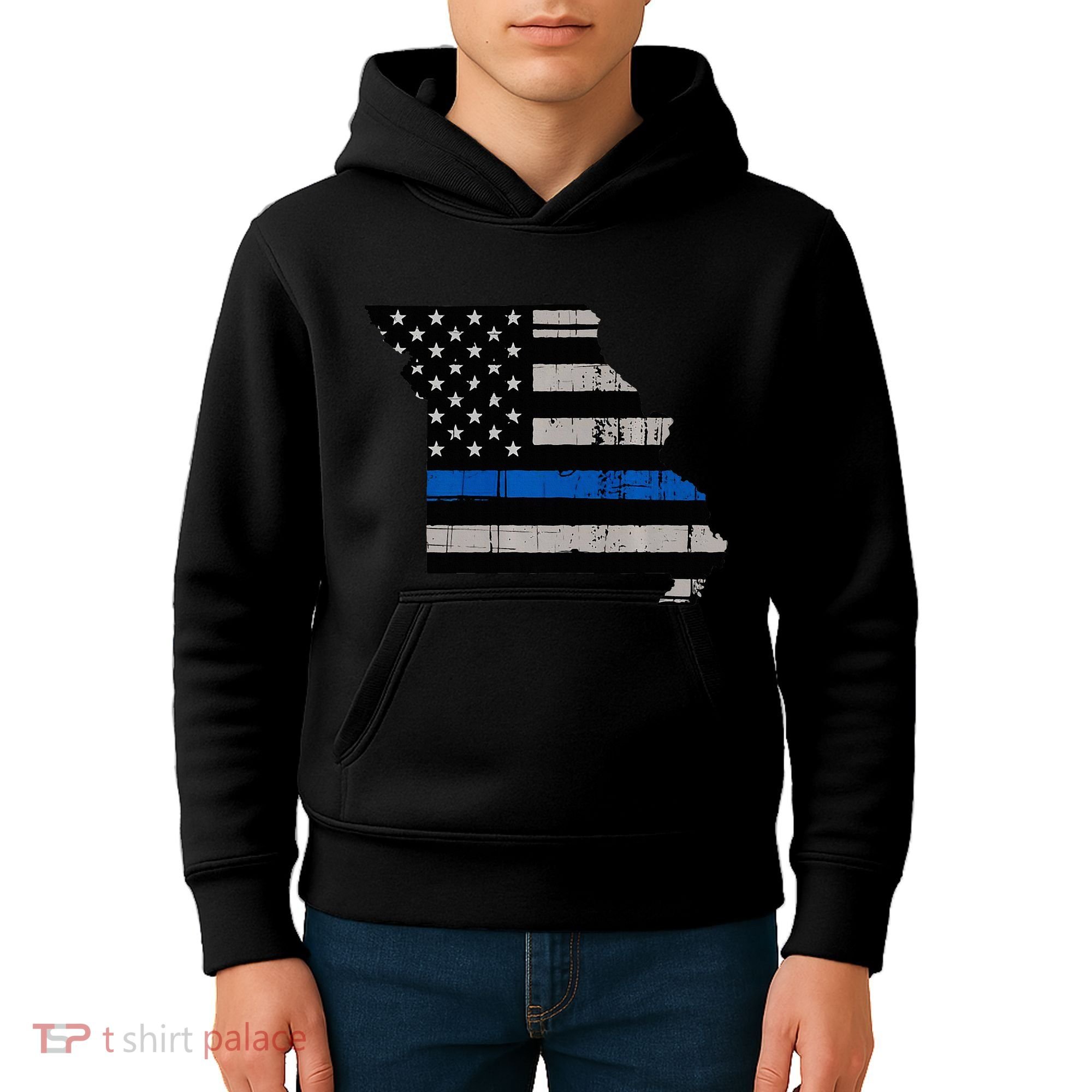 Support Law Enforcement Police Missouri Officer Blue Kids Hoodie