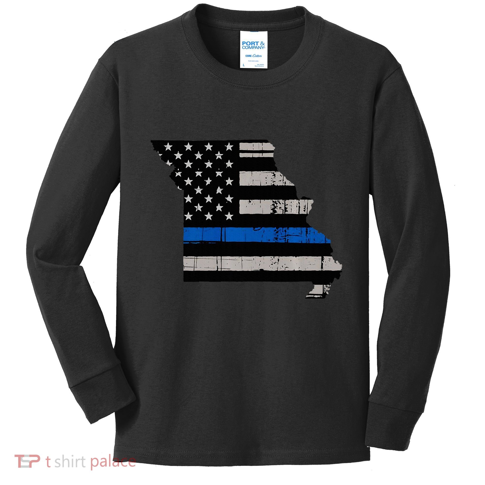 Support Law Enforcement Police Missouri Officer Blue Kids Long Sleeve Shirt