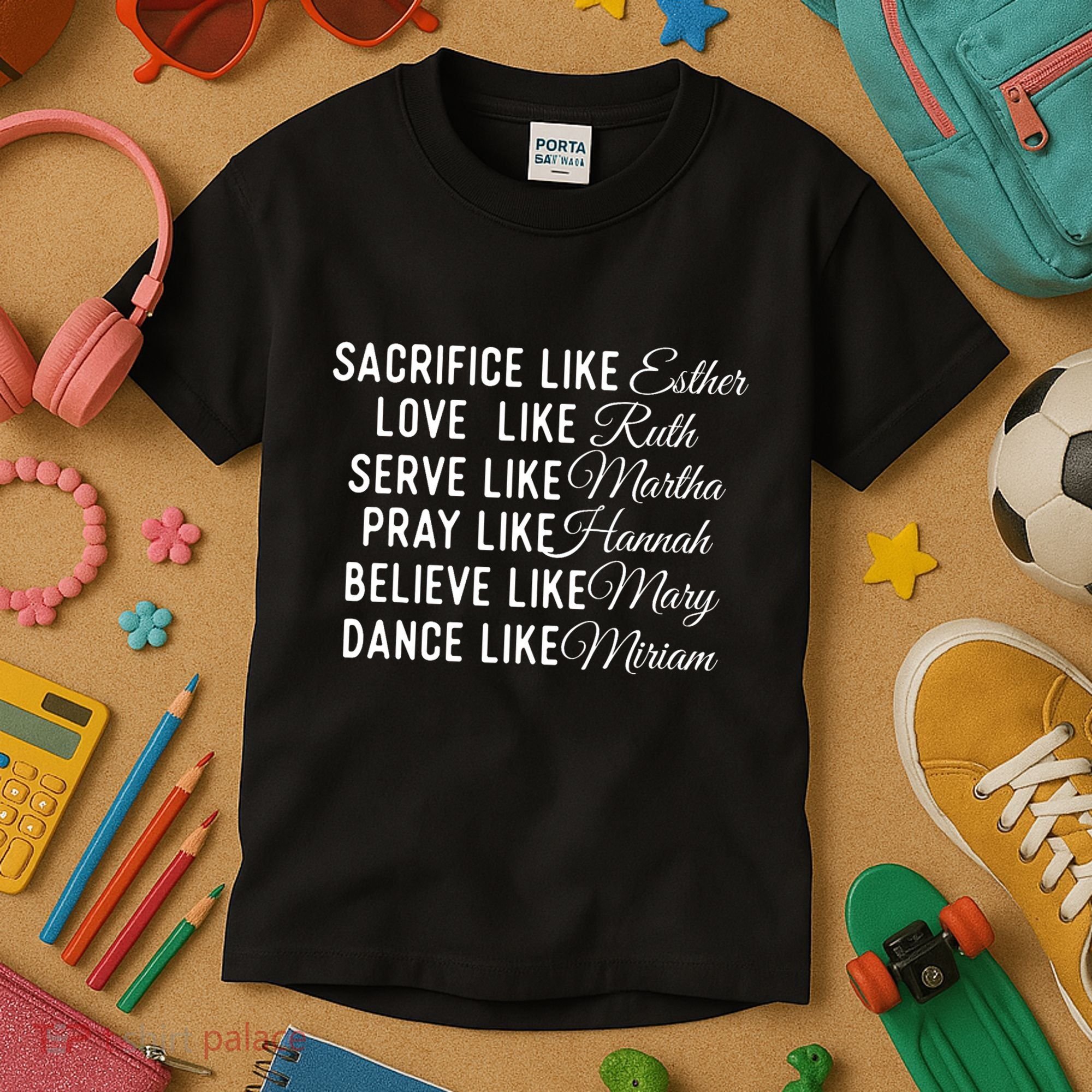 Sacrifice Like Esther Love Like Ruth Christian Faith Jesus Kids T-Shirt