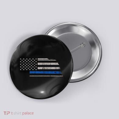 Support Law Enforcement Nebraska Police Officer Blue Button