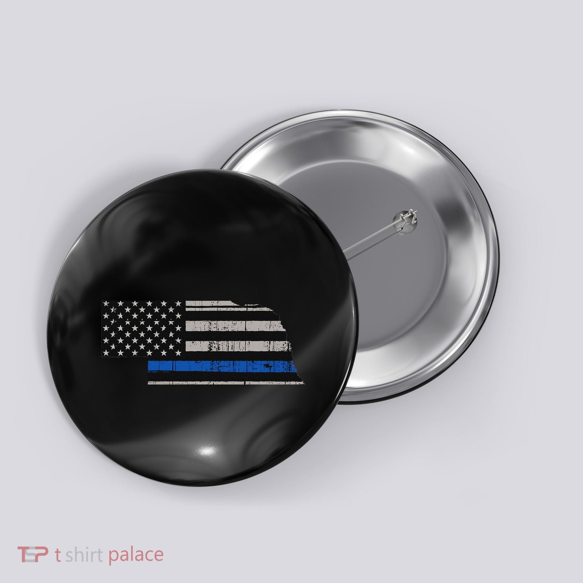 Support Law Enforcement Nebraska Police Officer Blue Button