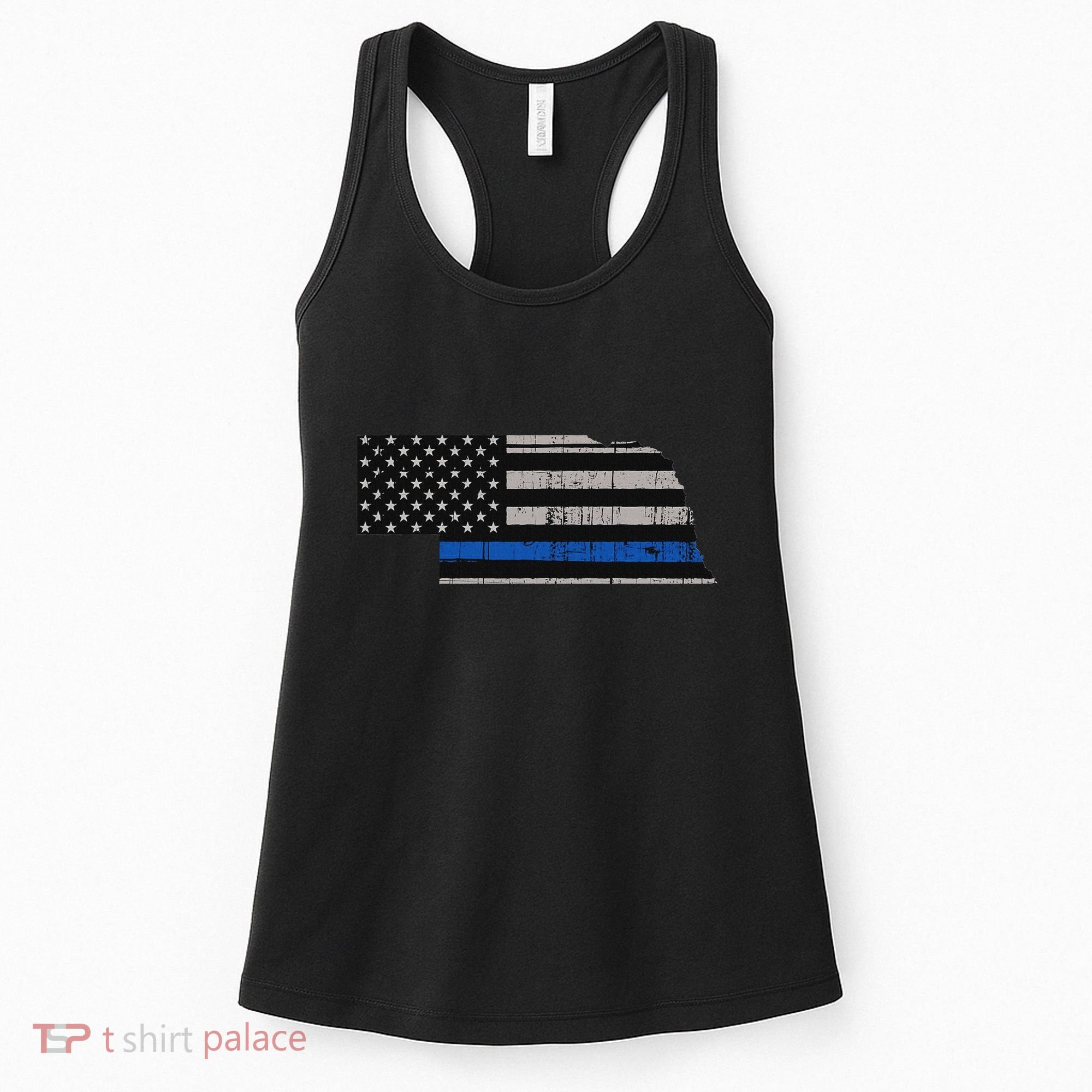 Support Law Enforcement Nebraska Police Officer Blue Women's Tank Top