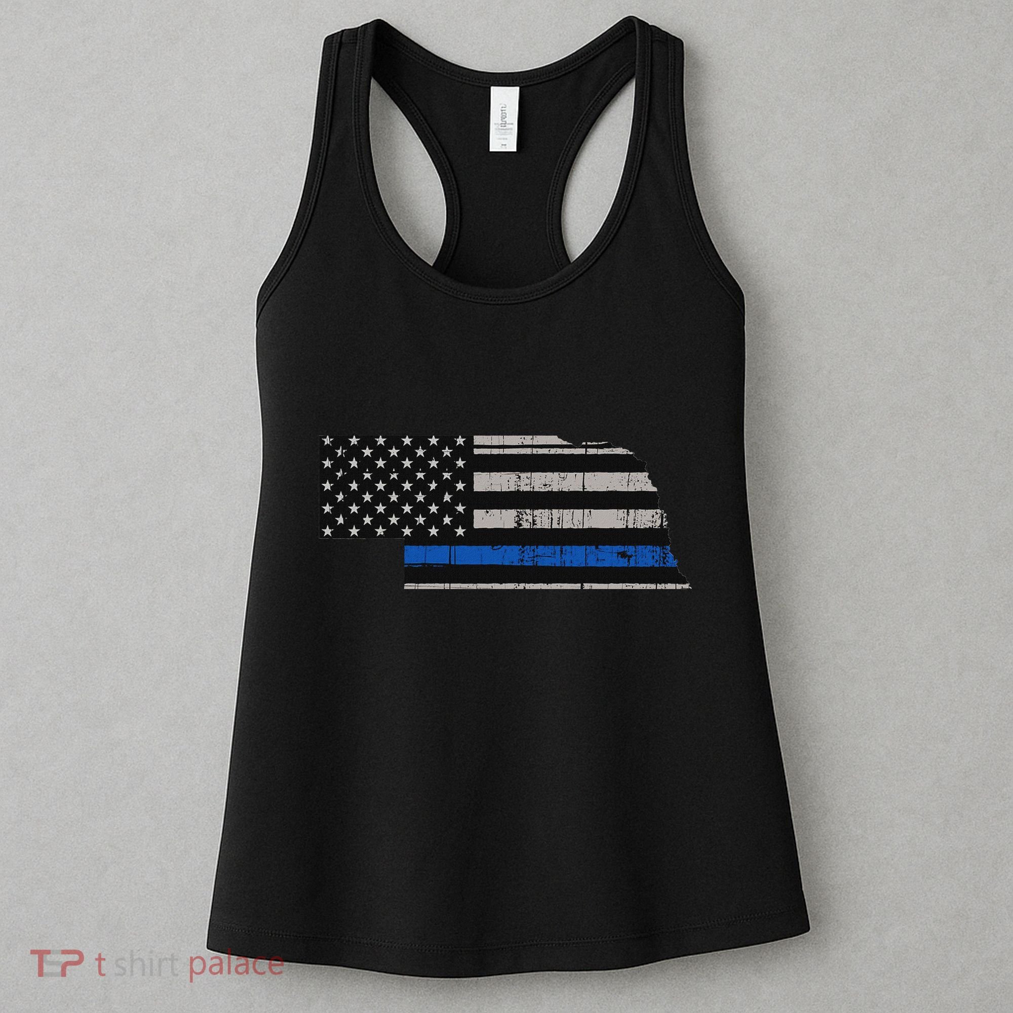 Support Law Enforcement Nebraska Police Officer Blue Women's Tank Top