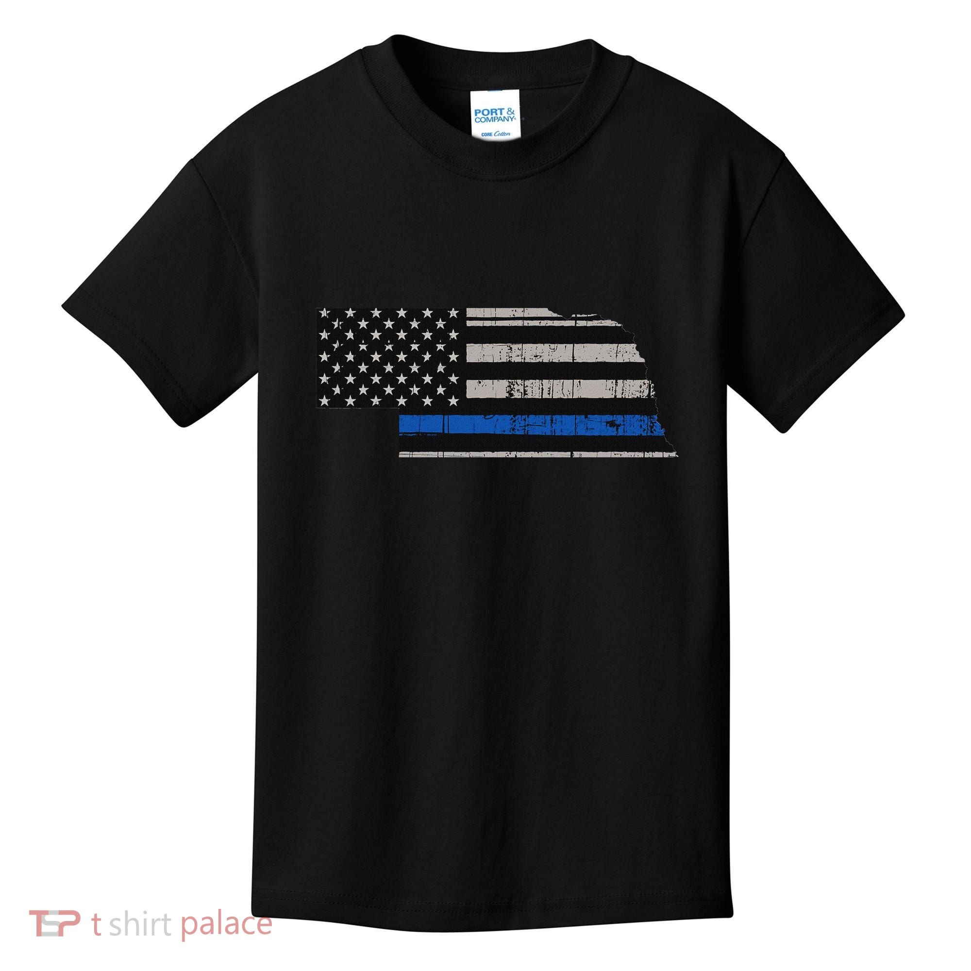 Support Law Enforcement Nebraska Police Officer Blue Kids T-Shirt