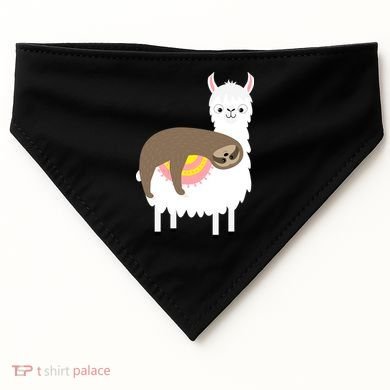 Sleeping Sloth On A Llama  USA-Made Doggie Bandana