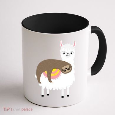 Sleeping Sloth On A Llama  Coffee Mug back