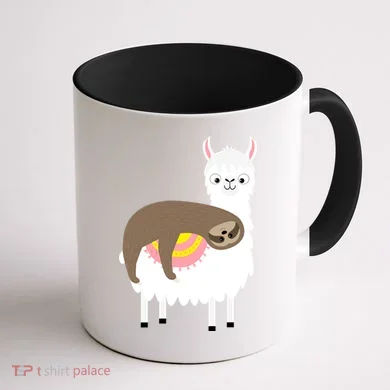 Sleeping Sloth On A Llama  Coffee Mug back