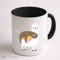 Sleeping Sloth On A Llama  Coffee Mug thumb 1
