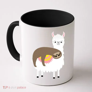 Sleeping Sloth On A Llama  Coffee Mug