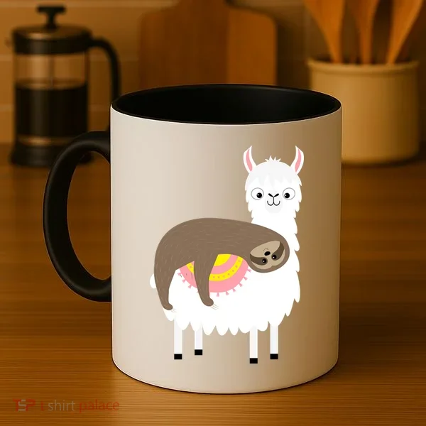 Sleeping Sloth On A Llama  Coffee Mug