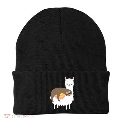 Sleeping Sloth On A Llama Beanie