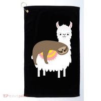 Sleeping Sloth On A Llama  Golf Towel thumb 0