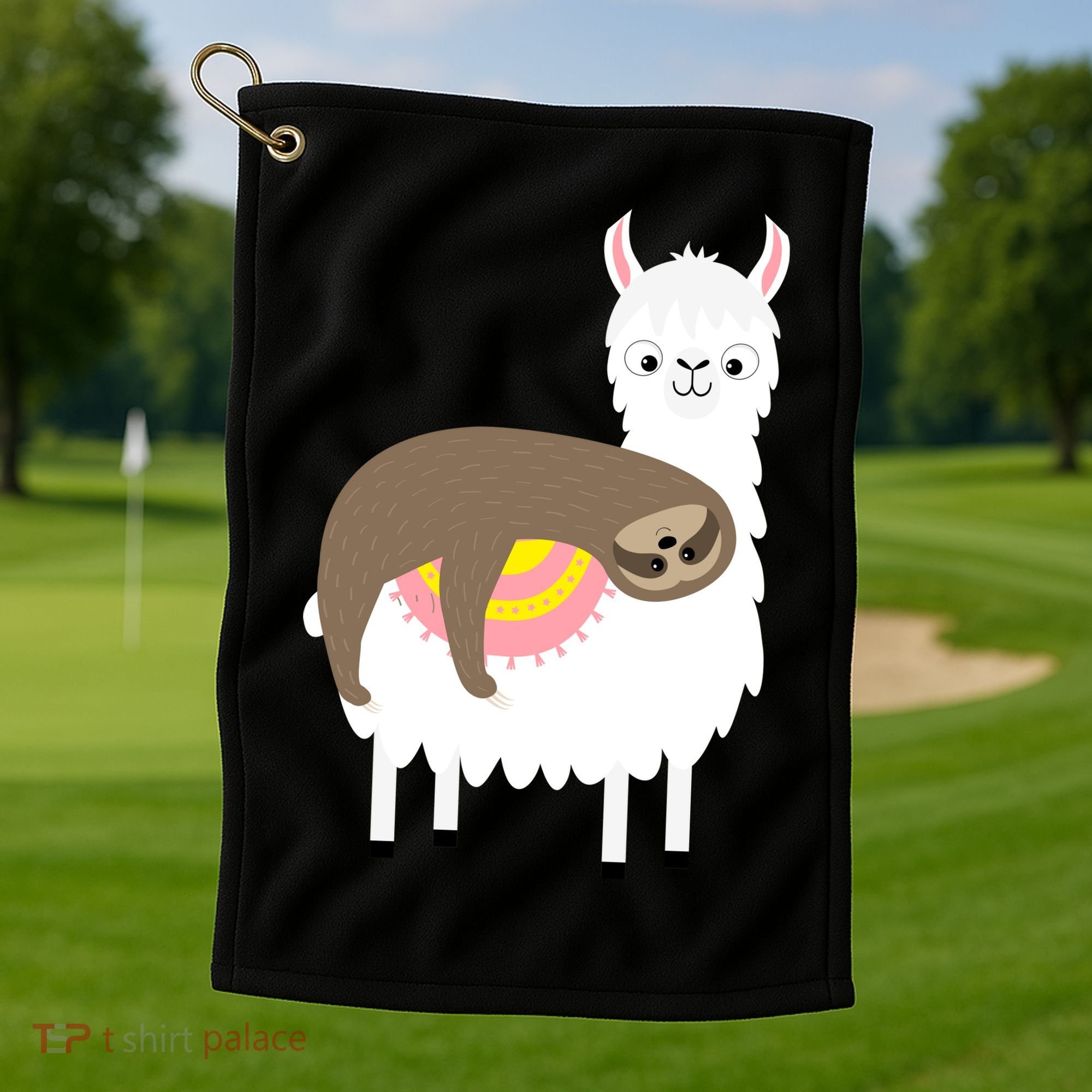 Sleeping Sloth On A Llama  Golf Towel