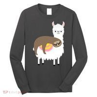 Sleeping Sloth On A Llama  Long Sleeve Shirt thumb 0