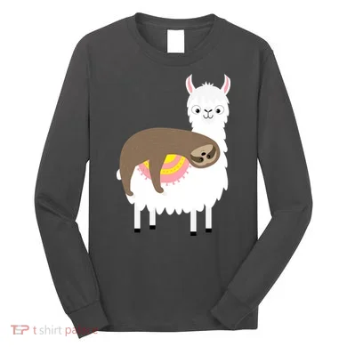 Sleeping Sloth On A Llama Long Sleeve Shirt