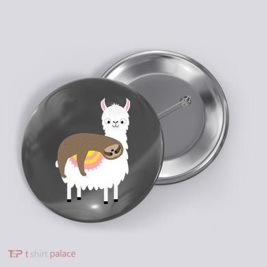 Sleeping Sloth On A Llama  Button