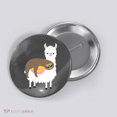 Sleeping Sloth On A Llama  Button