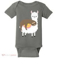 Sleeping Sloth On A Llama  Baby Bodysuit thumb 0